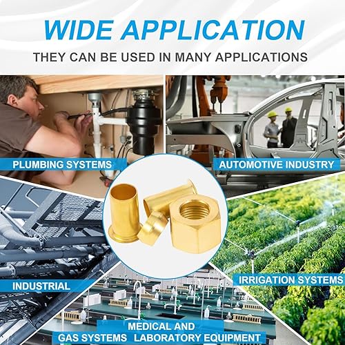 Miniatura 11 de Kit surtido de accesorios de compresión de 1/4 de pulgada, 60 manguitos de compresión de latón, 60 insertos de latón y 20 tuercas, se utiliza