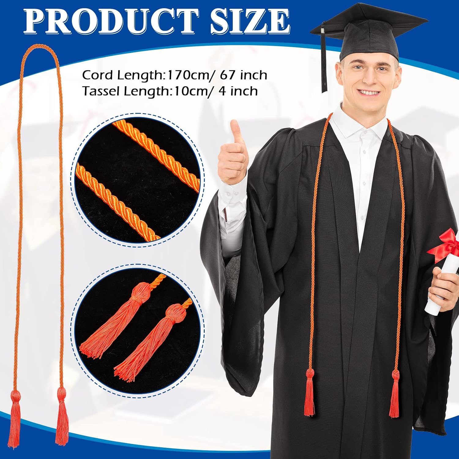 Woanger 26 Pcs 2026 Graduation Cords with Tassel Bulk 67 Inch Braided Honor Tassels Cords Graduation Tassel for Bachelor Gown Students Graduation Ceremony Party Decoration Props Accessories, 13 Color