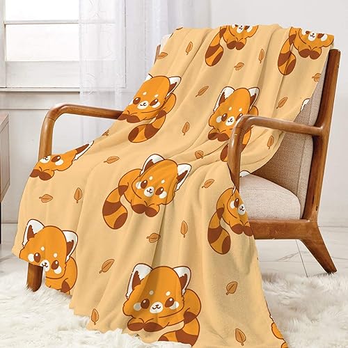 Miniatura 8 de Manta de panda rojo, regalos para amantes del panda rojo de 80 x 60 pulgadas para adultos, manta de forro polar muy suave para cama, sofá