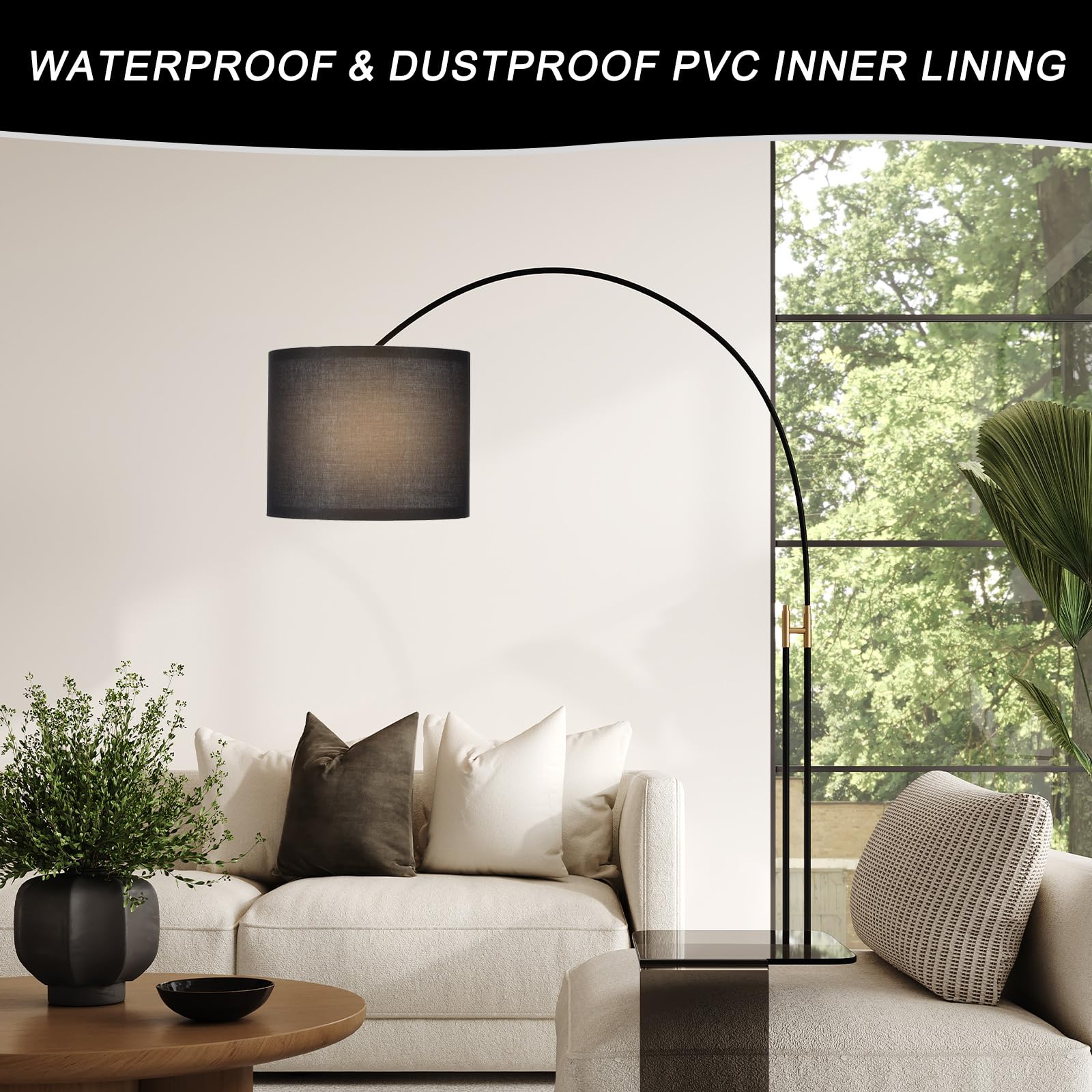 Paralume in tessuto con vinile 25,4 x 25,4 x 17,8 cm, nero