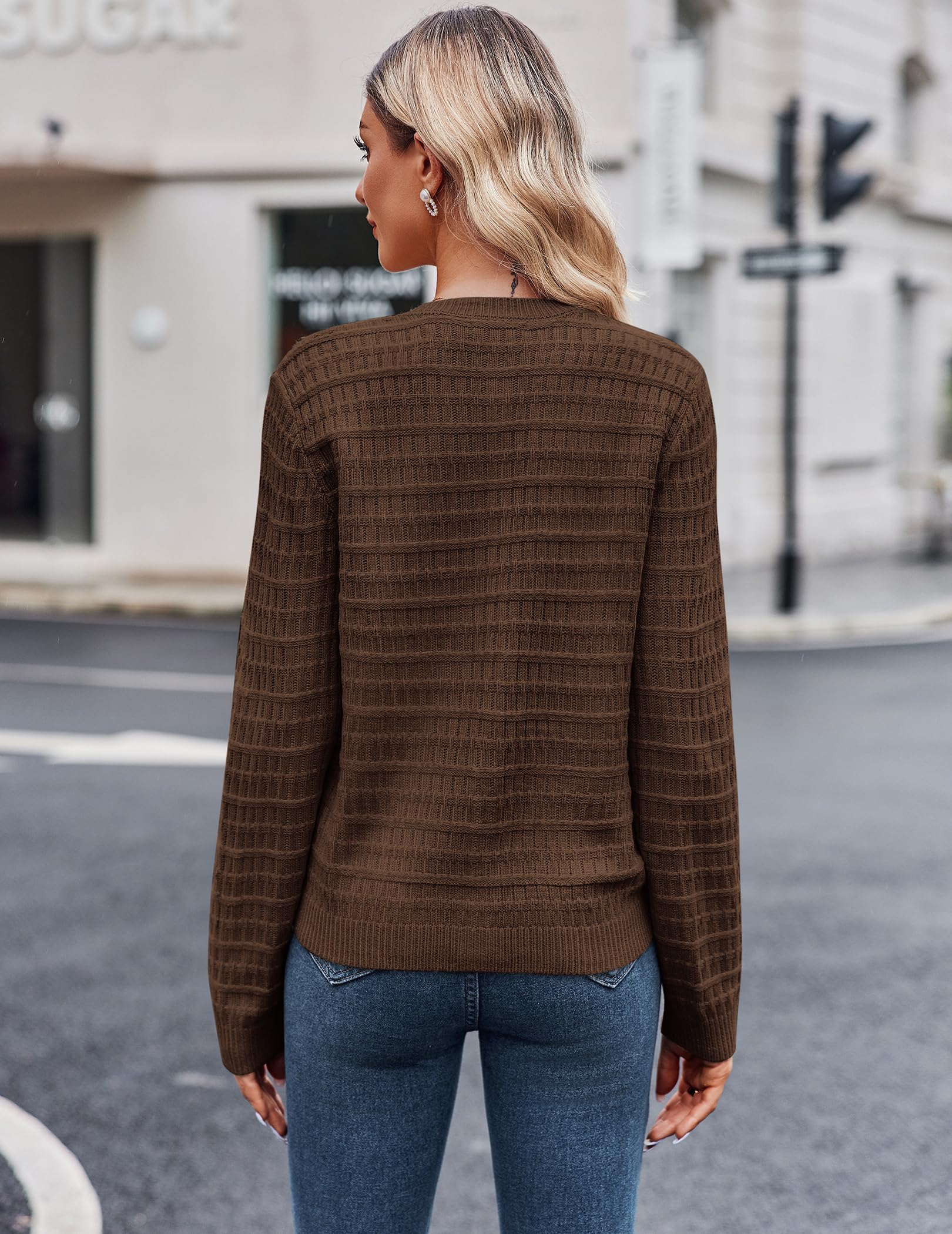 Zeagoo Cardigan 2025 boutonné à col rond ouvert sur le devant et manches longues en tricot pour femme