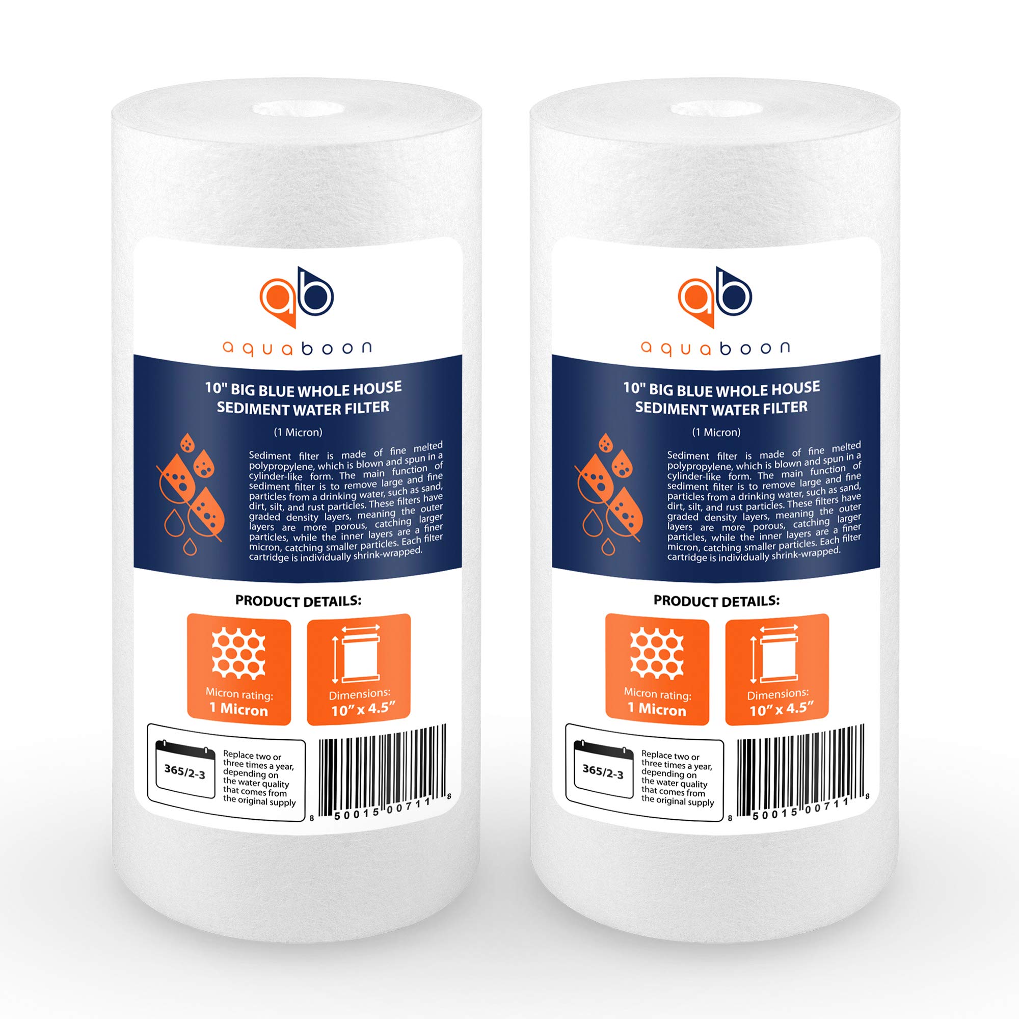 Whole House 1 Micron Water Filter 10 x 4.5 Against Sediment Water Filter Cartridge Replacement Compatible with DGD-5005, AP810, 2-Pack