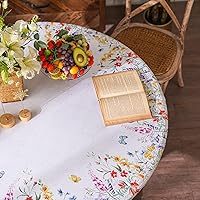 Vista 3 de ARTABLE Funda para mesa redonda, bordes elásticos, mesas ajustables, impermeables, flores vintage para acampar al aire libre, viaje, mesa de patio