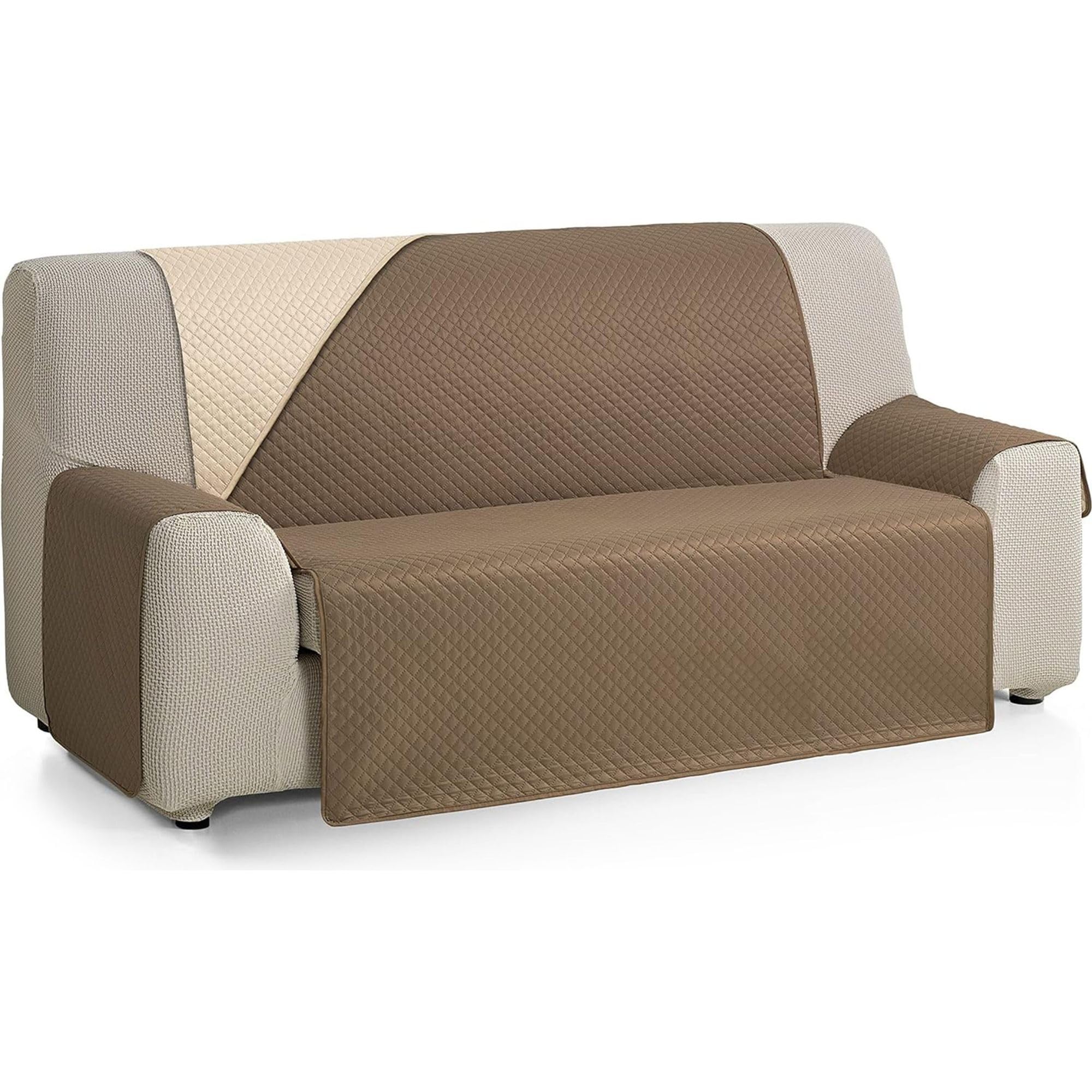 ECOMMERC3 | Reversible Sofa Cover for 2 Seater Sofa - Extra Soft Touch and Maximum Coupling Sofa Cover - Beige/Brown