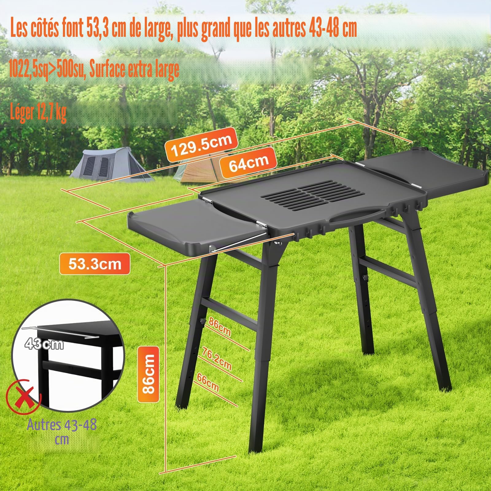 GFTIME Chariot de barbecue portable universel pour Enders Urban, Weber Q100 Q200 Q300 Series, Ninja Woodfire Grill, Burnhard Wayne, support de barbecue universel, pliable pour l'extérieur
