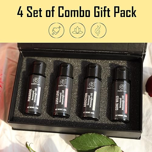 Miniatura 2 de Aceite de masaje sensual orgánico comestible de cuerpo completo para cita nocturna, paquete de 4 unidades, tamaño de viaje, juego de caja de regalo,