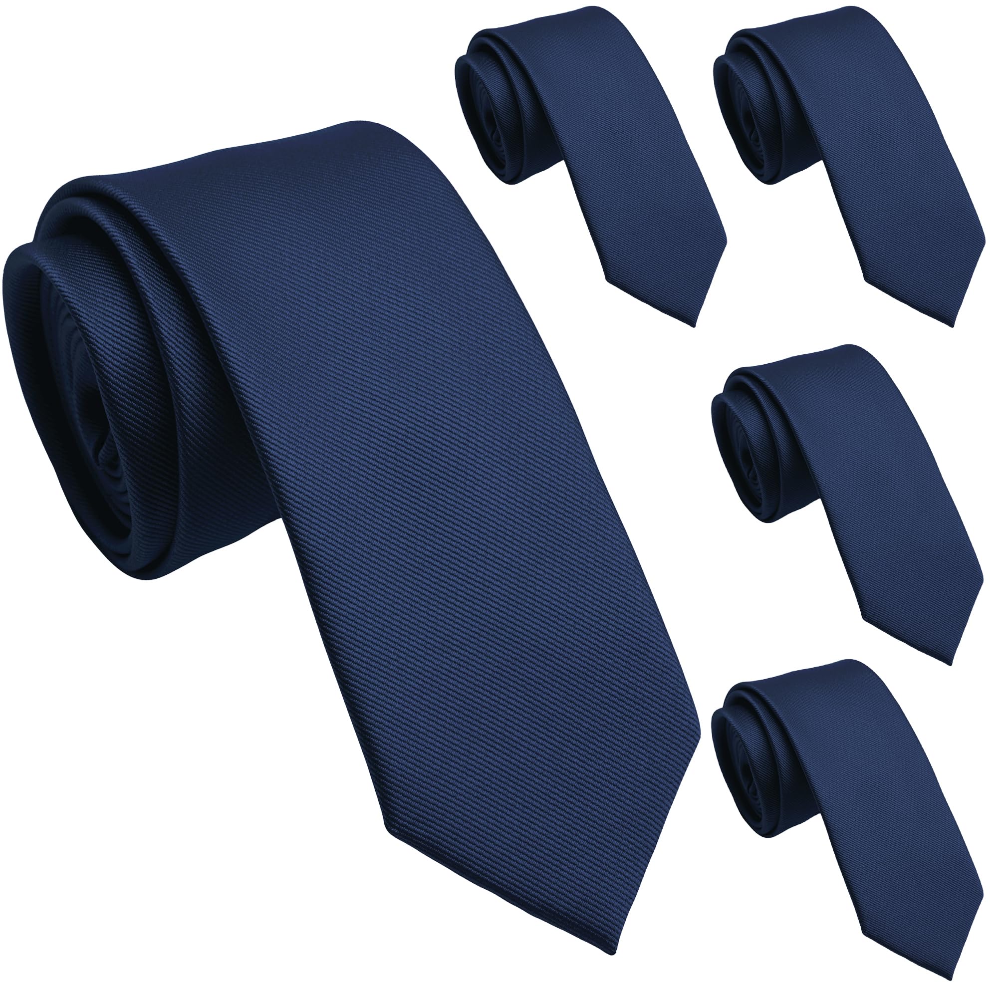 Skinny Ties for Men, 2.5-Inch Slim Neckties, Solid Color Packs