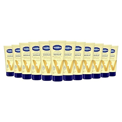 Vaseline Loción corporal hidratante nutritiva para manos y cuerpo, paquete de 12 para piel seca, hecha con lípidos ultrahidratantes y extracto de