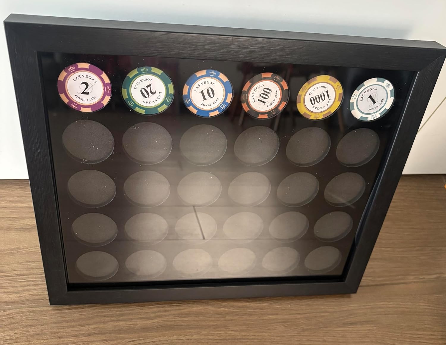 Poker Chips Holder Shadow Box for 30 Chips