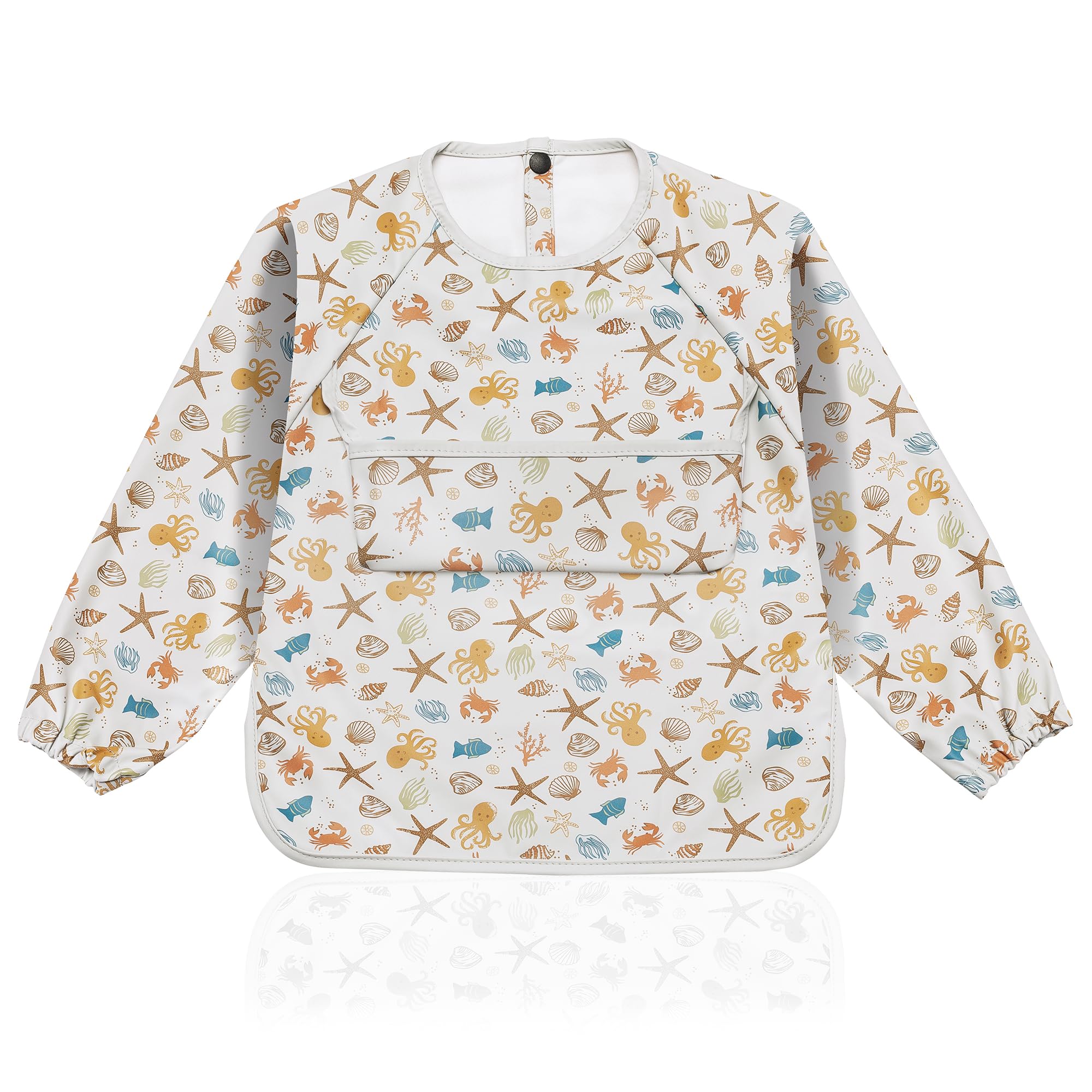 Weakup10 Wasserdichtes Ärmellätzchen | Wasserdichte Babylätzchen | Bib | 6 bis 36 Monate | Baby Lätzchen mit Ärmel | BLW-Ärmellätzchen** | Wasserdichtes Babylätzchen | Leicht zu reinigen (Ozean)