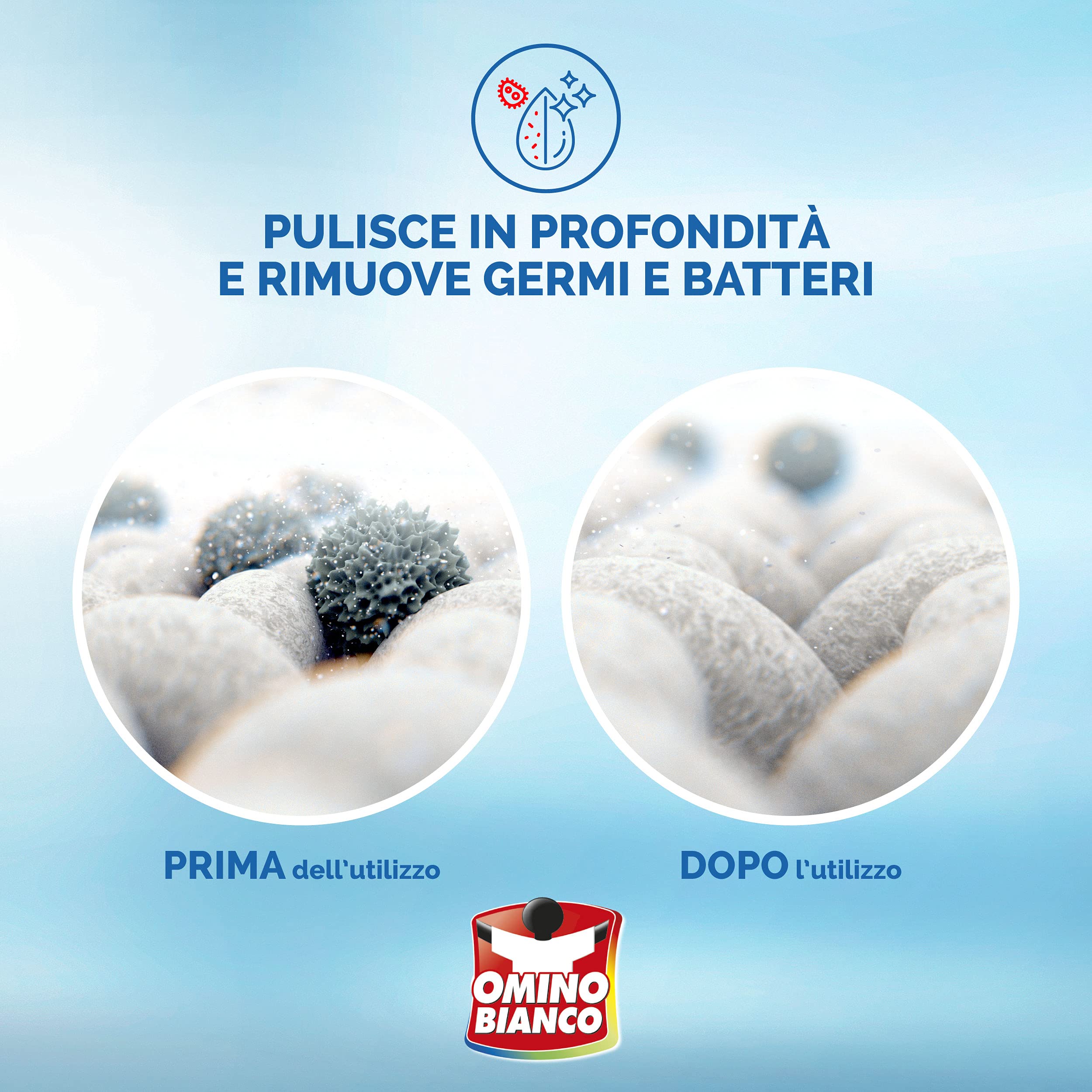 Omino Bianco - Detergente para lavadora, higienizante líquido, higieniza las prendas y elimina los gérmenes y bacterias, formato conveniente, 240 lavados, 2000 ml x 6 paquetes