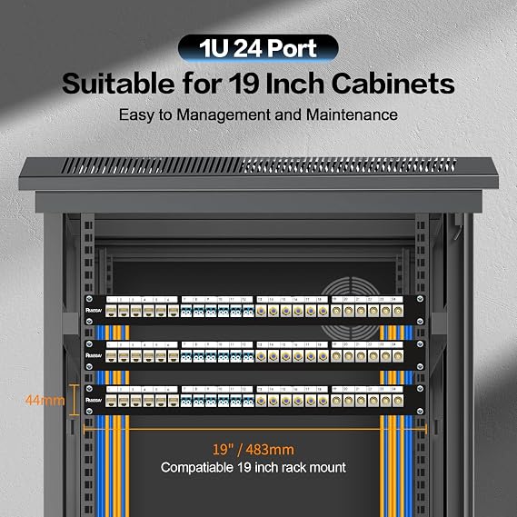 24 Port Patch Panel Blank UTP/STP Keystone Patch Panel for Business Networking Essential for Efficient Management and Cable Organization (24 Port)