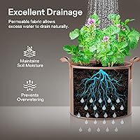 Vista 27 de VIVOSUN - Paquete de 5, 1 galón, bolsas para cultivar de tela no tejida gruesa resistente con asas