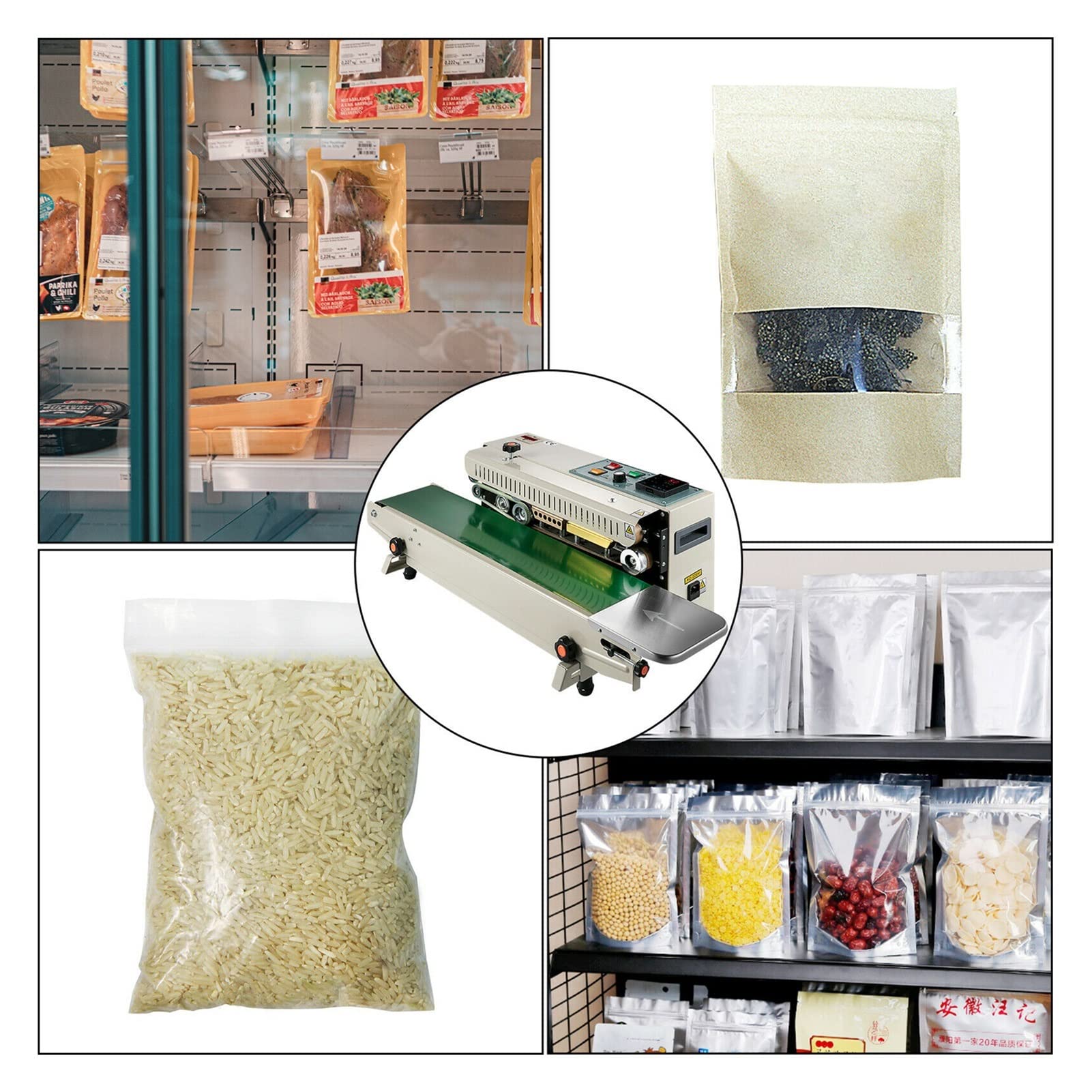 Continuous Bag Band Sealing Machine Horizontal Band Sealer FR900K Soild Ink Automatic Expanded Food Plastic Bag Sealer