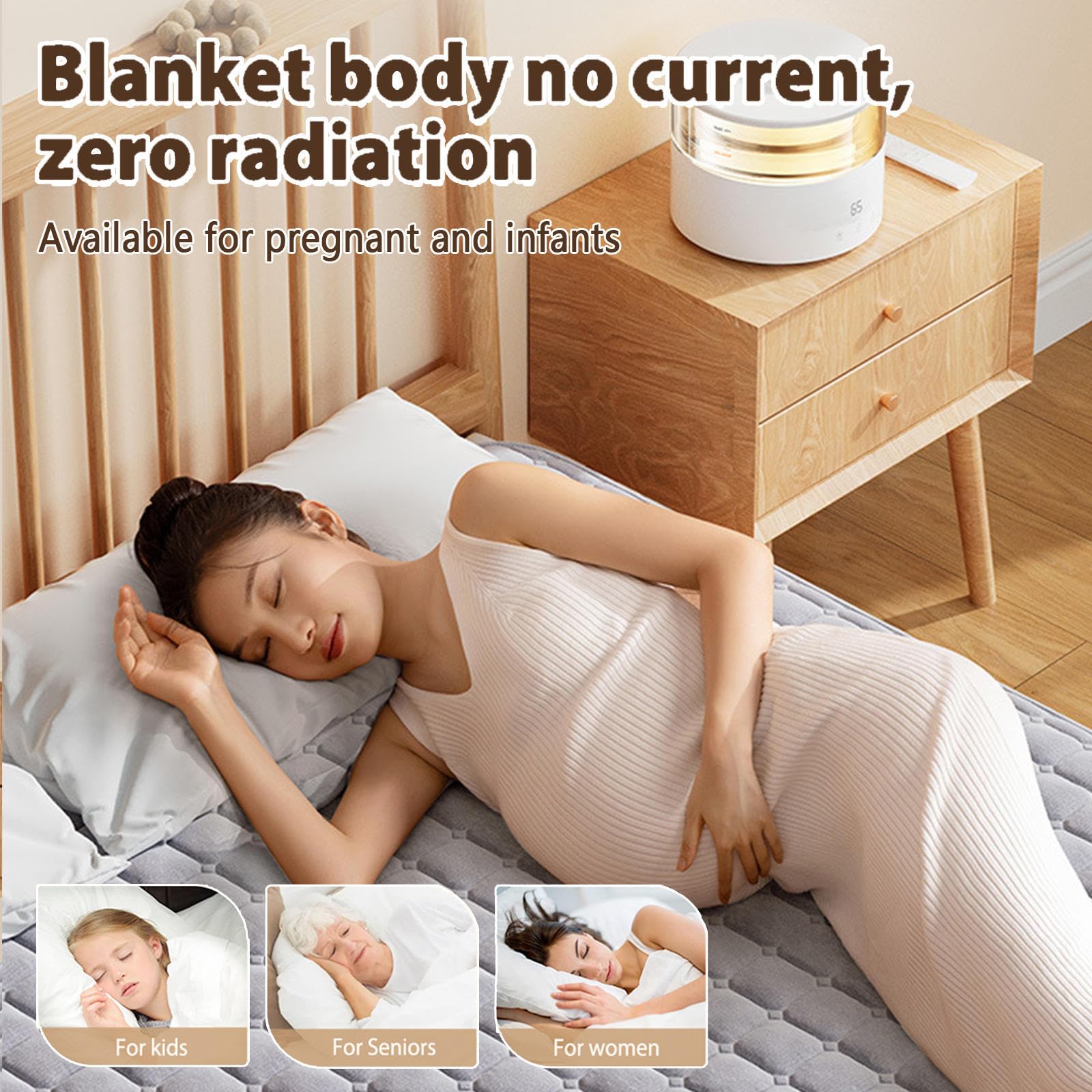 Plomería Calefacción Bajo La Cama, 2 Zonas De Temperatura, 3 Niveles De Temperatura Manta Eléctrica Grande con Protección contra Sobrecalentamiento,Luz Nocturna