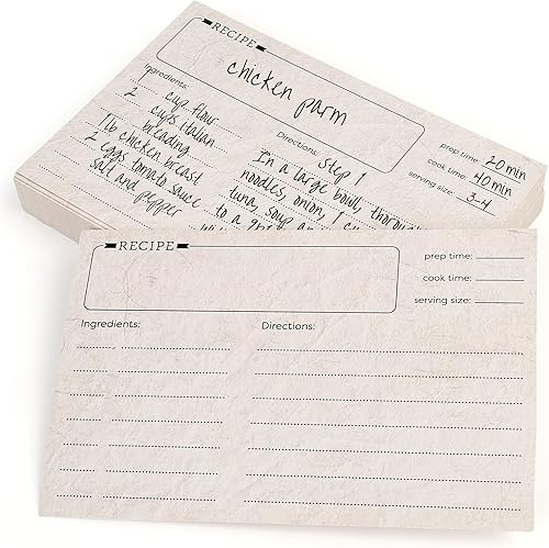 Miniatura 8 de LotFancy Tarjetas de recetas, 4 x 6 pulgadas, 60 unidades, doble cara, cartulina de receta en blanco, tarjetas de índice de recetas vintage