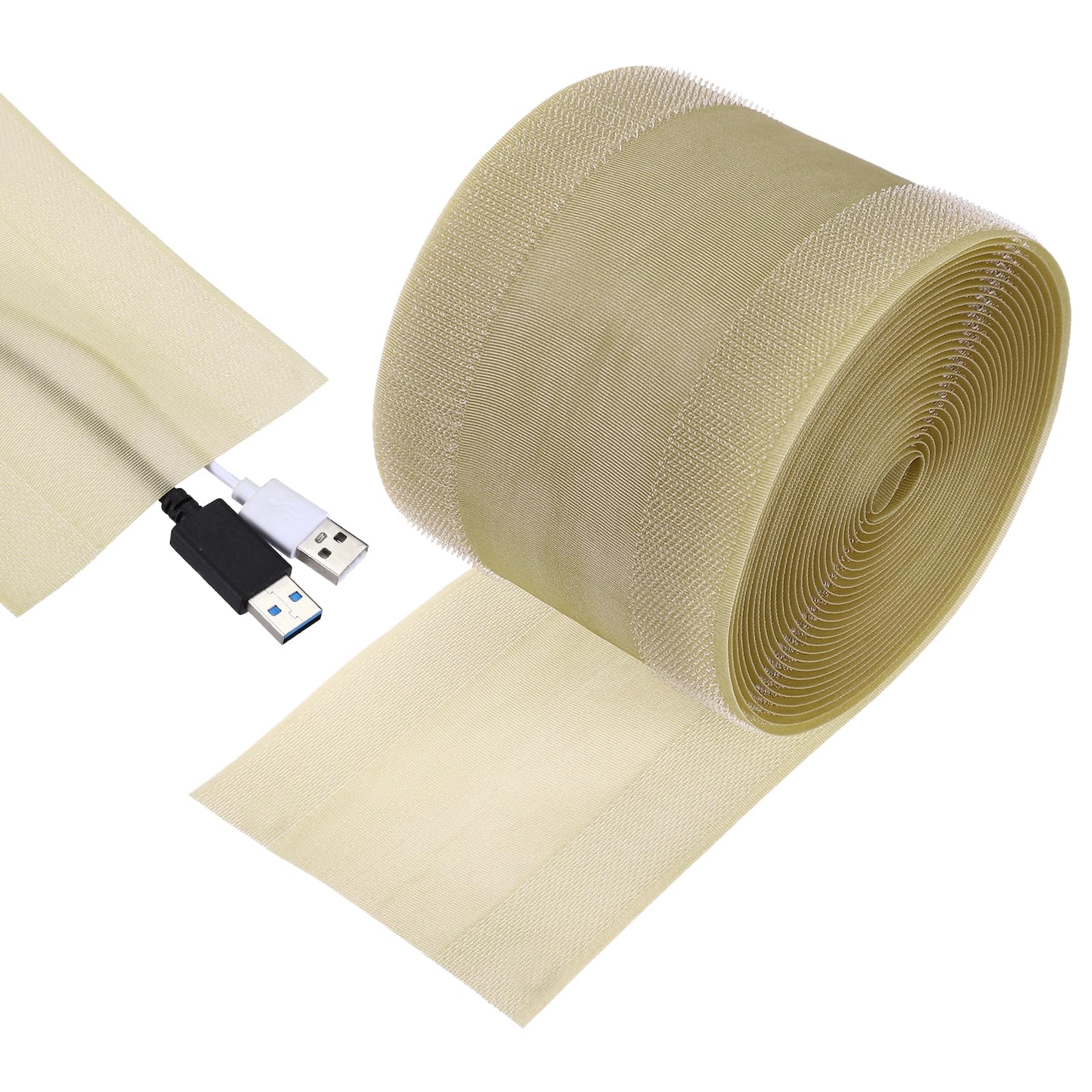 QUARKZMAN Cubierta para Cables De Alfombra 20ft Protector De Cables Tira para Piso para Oficina Hogar Color Caqui