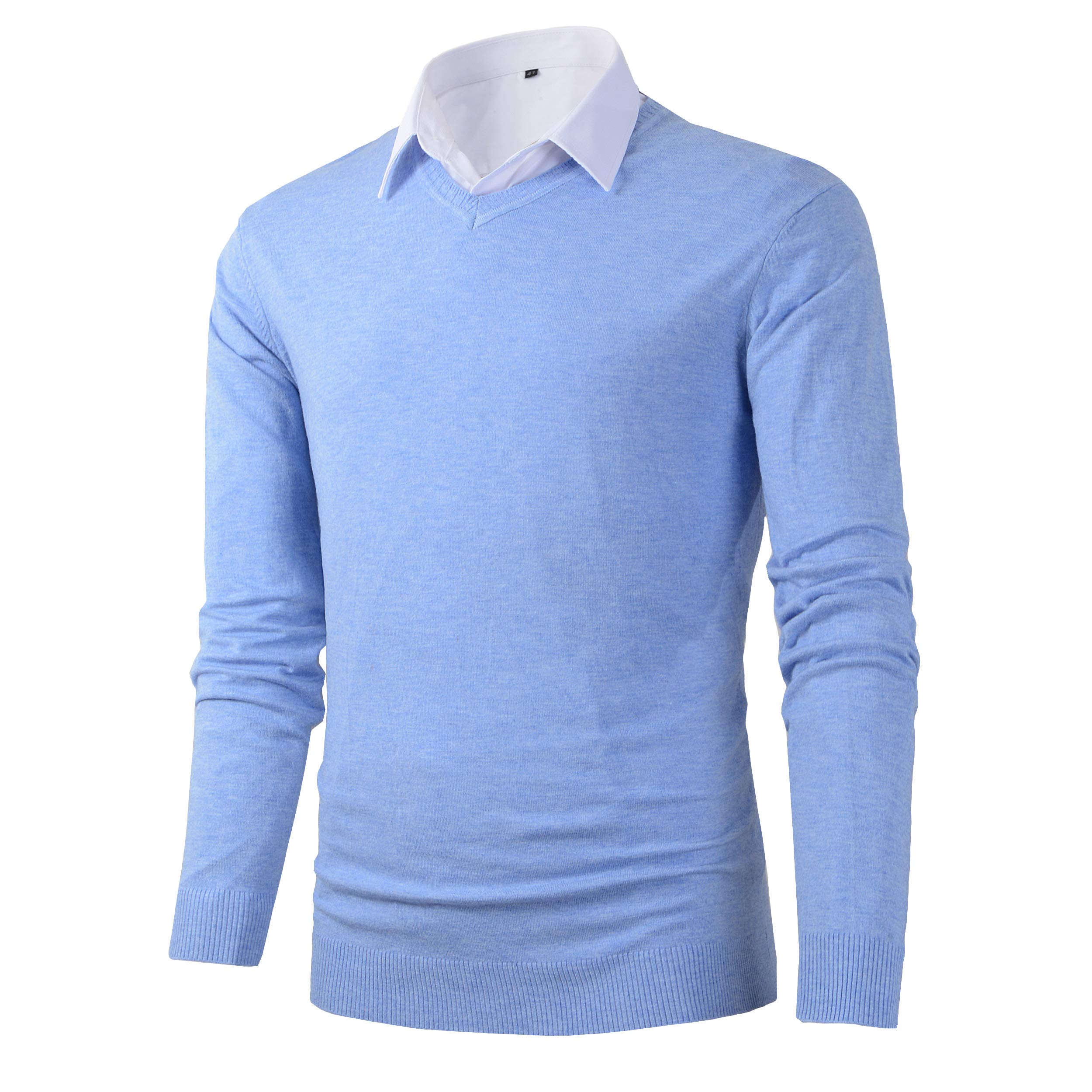 Mens Casual Basic Designed V-Neck Pullover Sweater