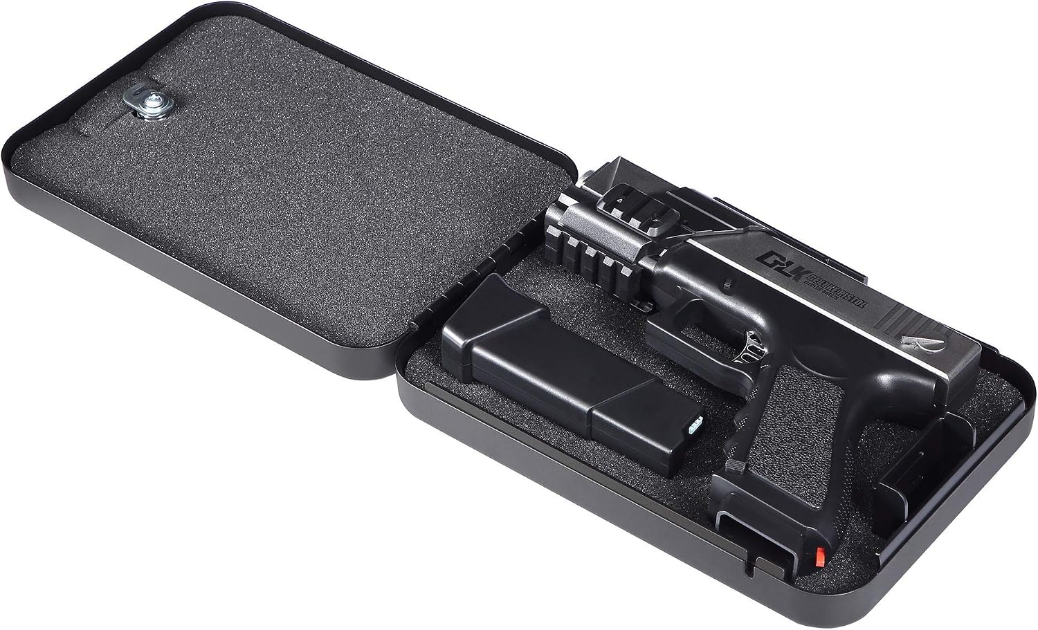 CHAMPS Portable Travel Gun Safe, Pistol Lock Box, Handgun Case - Black