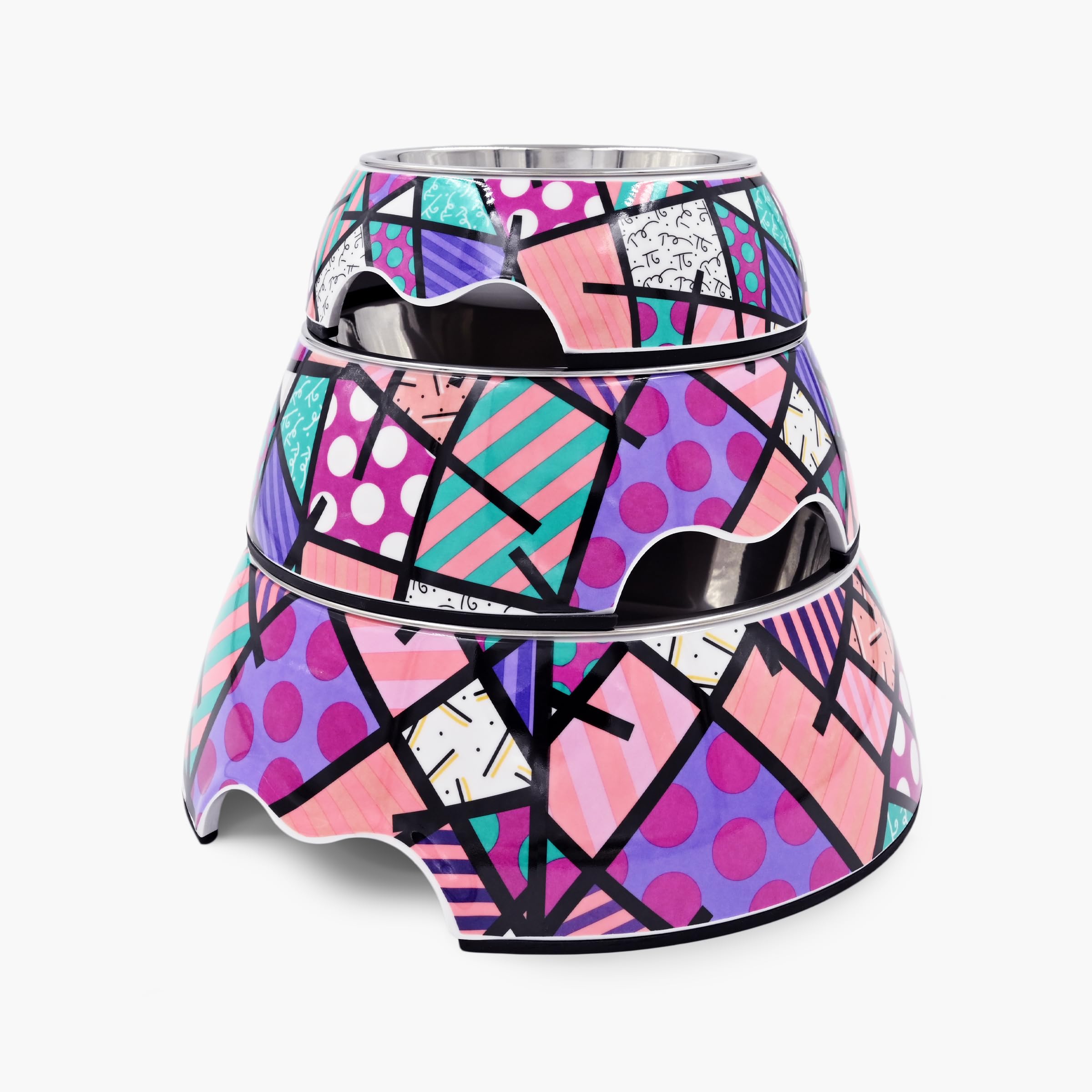 Romero Britto Pet Bowl - Colorful Food-Grade Stainless Steel Dish For Dogs & Cats, Small
