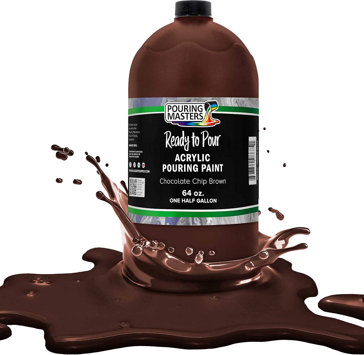 Pouring Masters Chocoloate Brown Ready to Pour Acrylic Pouring Paint - Premium 64-Ounce Pre-Mixed Fluid Acrylic Paint - Fluid Art Supplies for Canvas, Wood, Paper, Tile & Rocks