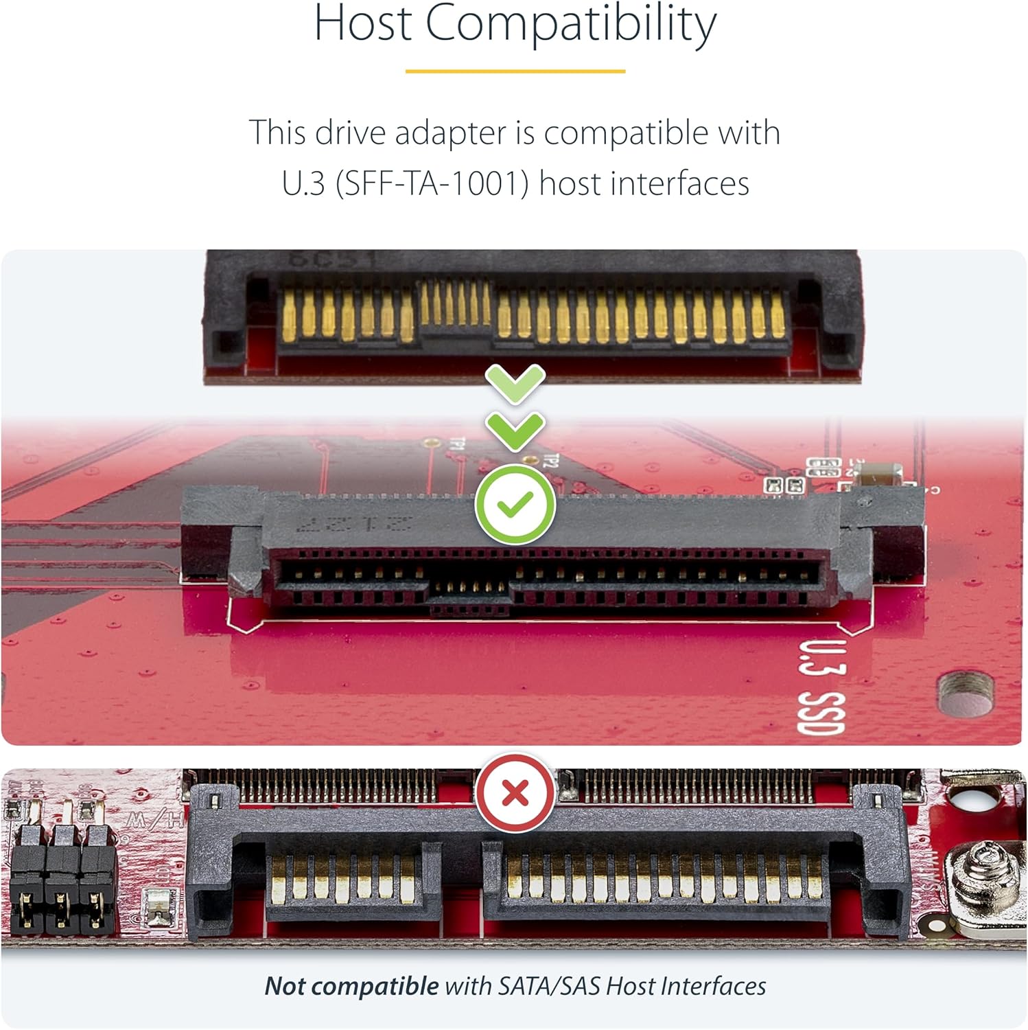 StarTech.com M.2 to U.3 Adapter for M.2 NVMe SSDs, PCIe M.2 Drive to 2.5inch U.3 (SFF-TA-1001) Host Adapter/Converter, TAA Compliant (1M25-U3-M2-ADAPTER)
