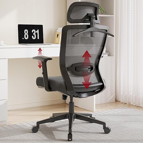 SANODESK OS3 - Sillas de escritorio de oficina en casa, silla giratoria de respaldo alto para computadora, silla de oficina ergonómica de malla con
