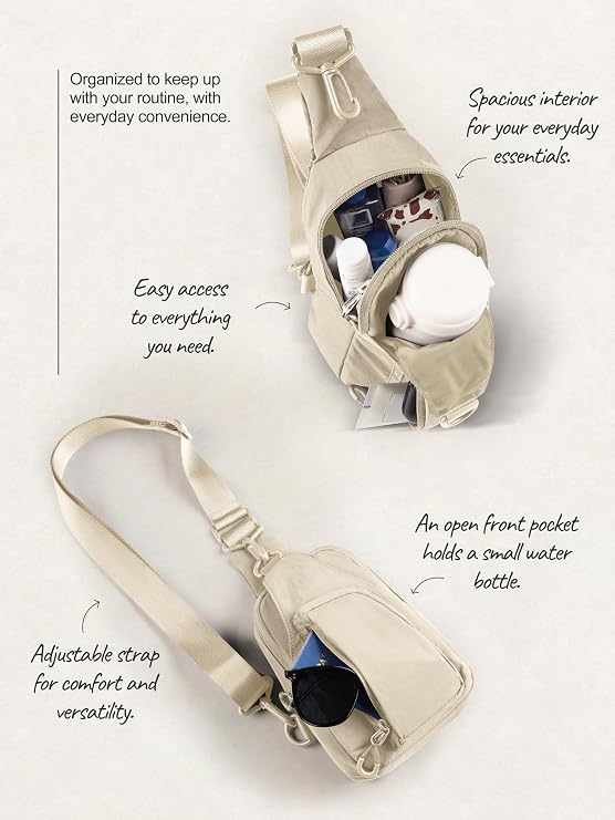 ODODOS Sling Bag with Adjustable Straps Crossbody Chest Bag Lightweight Backpack for Casual Traveling Hiking