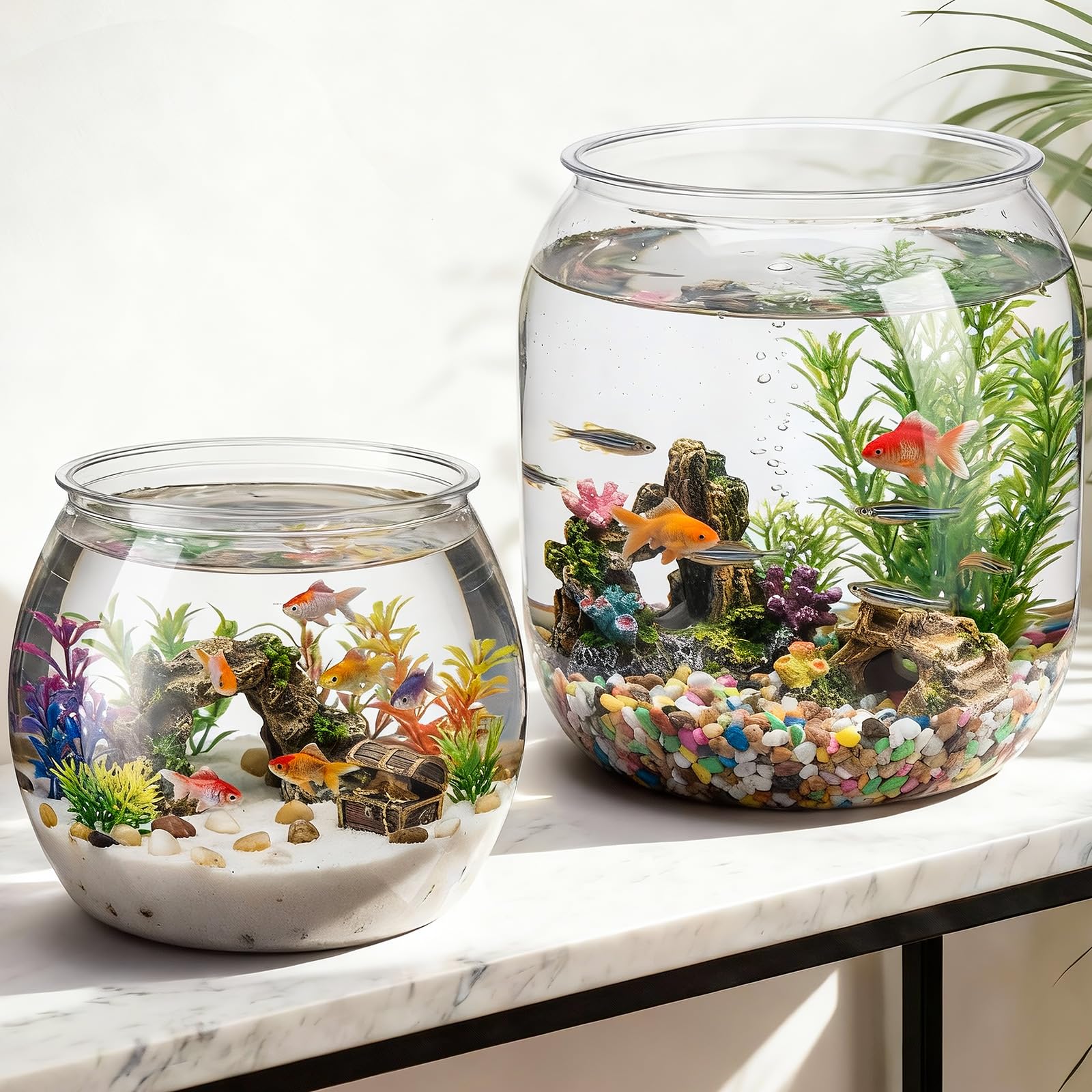 Cosblank 2 Pcs Clear Plastic Fish Bowl Set