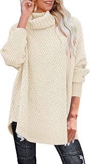 Women's Turtleneck Long Sleeve Tunic Sweater Oversized Chunky Knit Pullover Jumper Tops