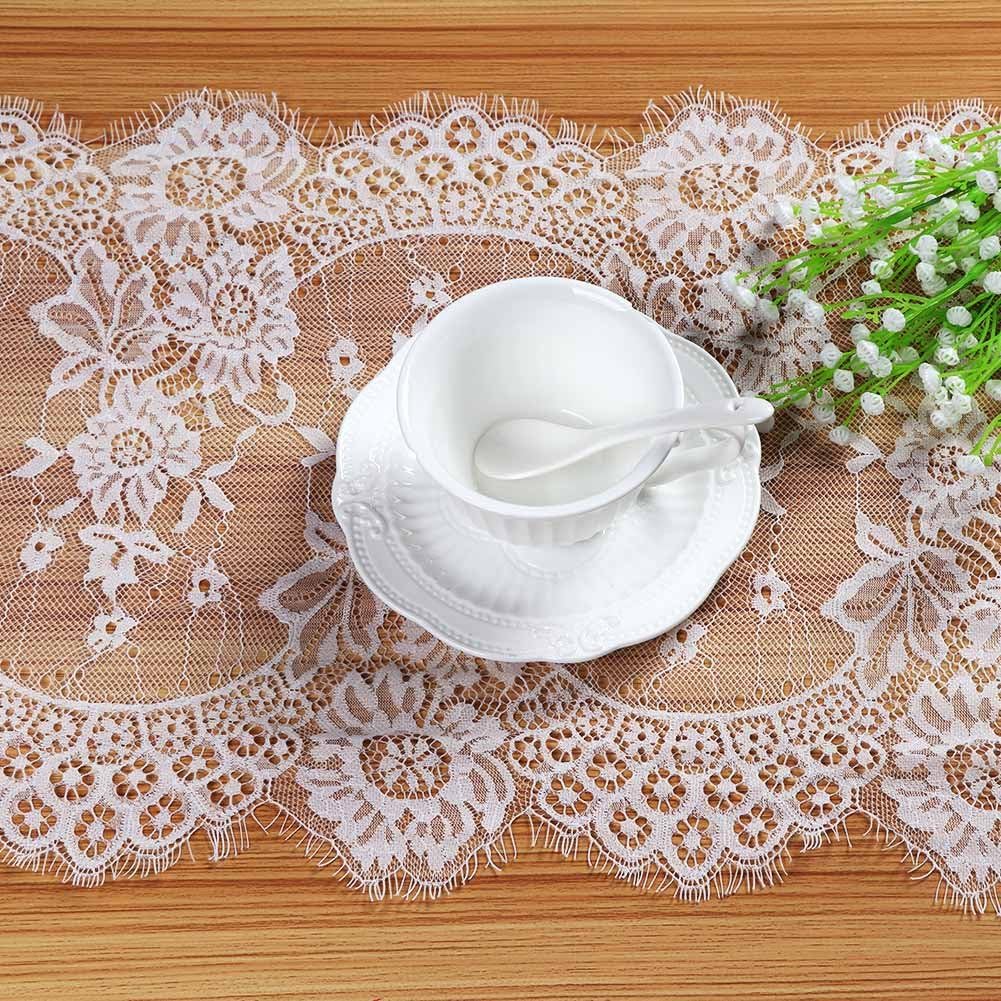 TOP оƒƒERS OurWarm 120in x 14in Vintage Wedding Lace Overlay Table Runner White Floral Lace Table Runners Chair Sash for Rustic Chic Boho Wedding Table Decor, Baby & Bridal Shower Party Decor
