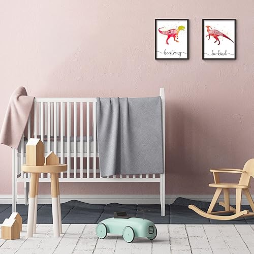 Miniatura 7 de Zonon 9 piezas de 8 x 10 pulgadas dinosaurio decoración de habitación de niño dinosaurio acuarela póster arte de pared palabras motivacionales citas