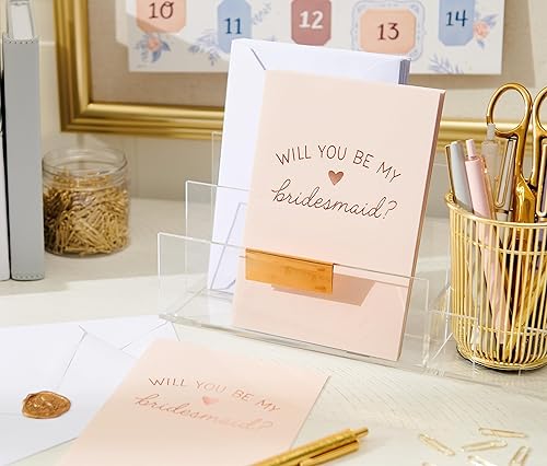 Miniatura 7 de American Greetings Tarjetas de dama de honor en blanco con texto en inglés "Will You Be My Bridesmaid Card", corazón rojo (8 unidades)