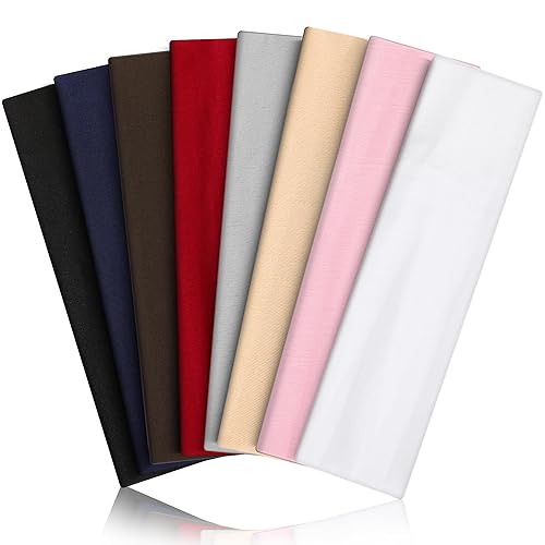 8PCS Summer-Exclusive Non Slip Sports Elastic Soft Running Fashion Headbands Absorb Sweat for Women & Men Working Out, Travel - Black, Navy , Light Gray, Brown, Red, Pink, Flesh and White