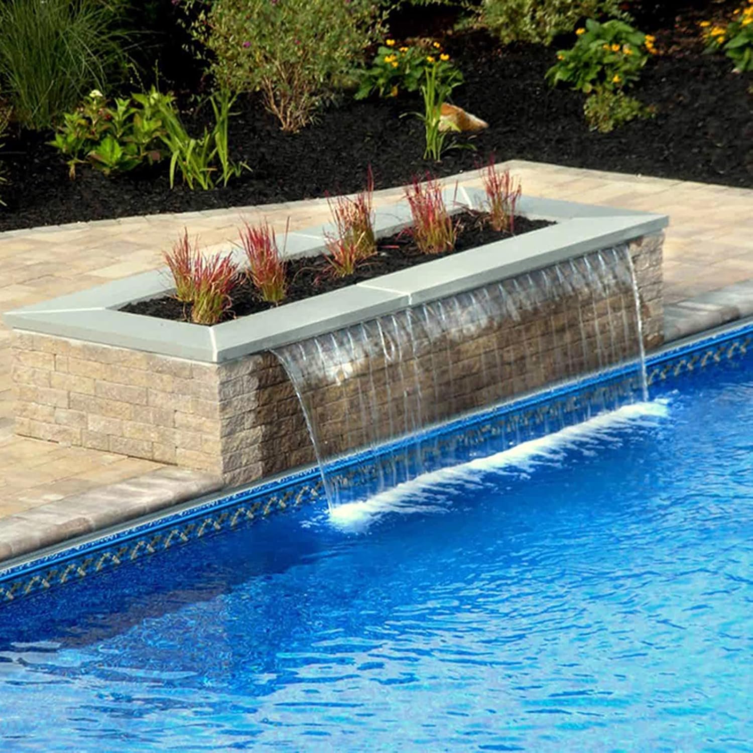 Waterfall Water Feature Landscape for Outdoor Garden, Waterfall Blades for Pond, Stainless Steel Waterfall Spillway 15/30/40cm, Rockery Fish Pond Waterfall Decoration(Color:30cm)