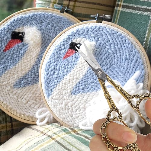 Miniatura 7 de Tijeras vintage BIHRTC estilo europeo para bordado, costura, artesanías, trabajos de arte y uso diario, Dorado