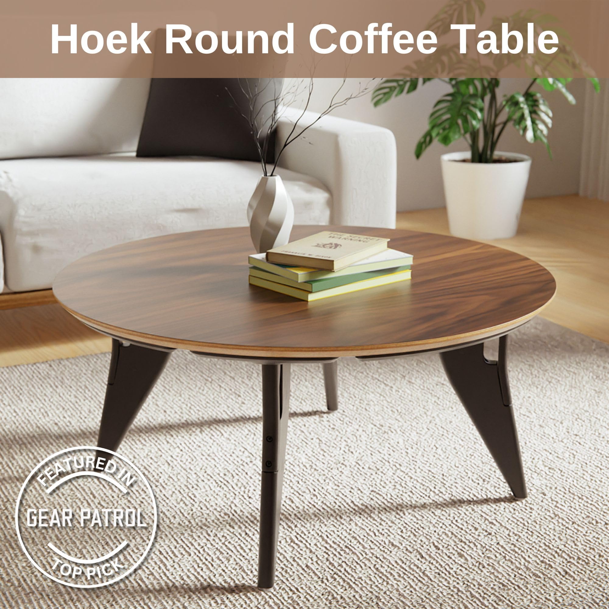 Amazon.com: HOEK Round Coffee Table – Modern Convertible Table
