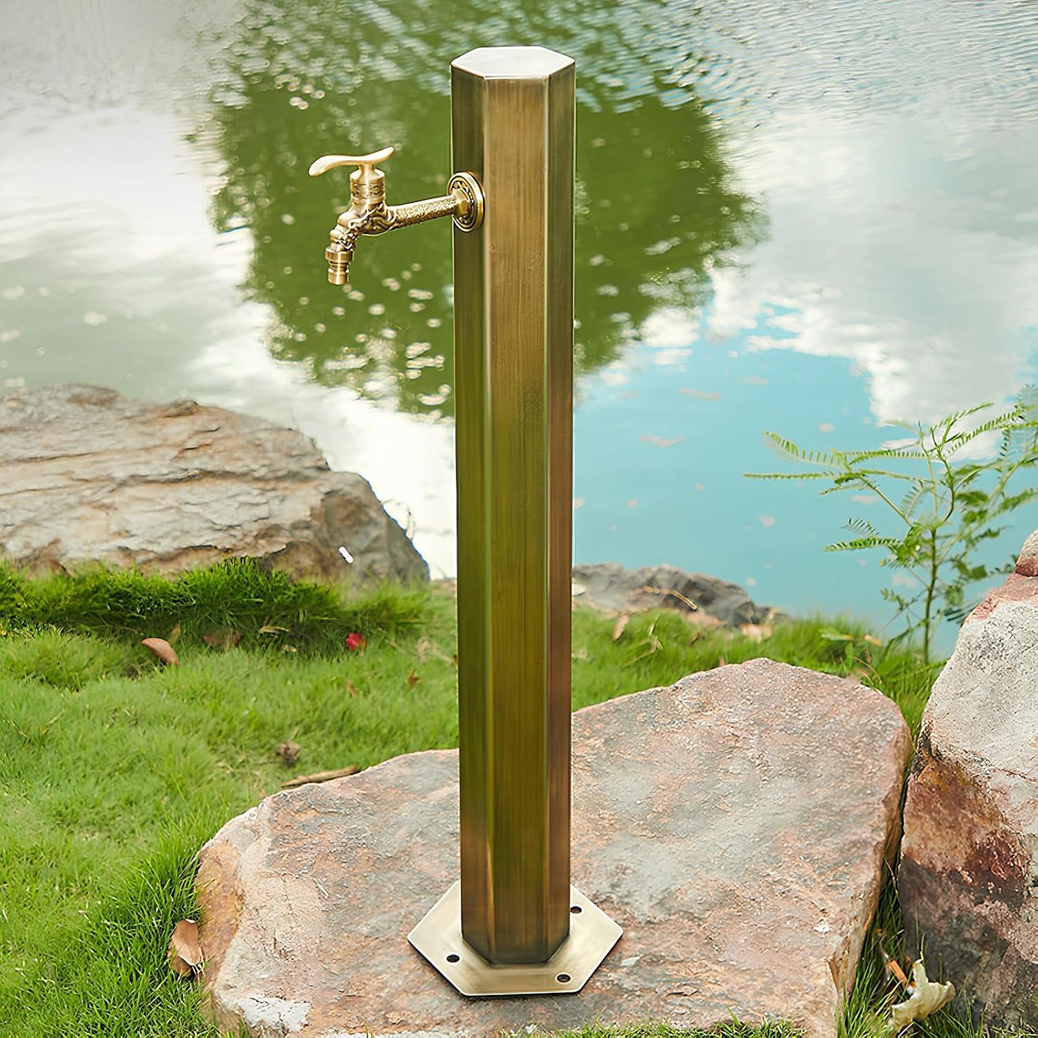 Outdoor Faucet Column, Garden Water Column with Faucet, Stainless Steel Outdoor Garden Water Column, for Garden, Patio, Porch