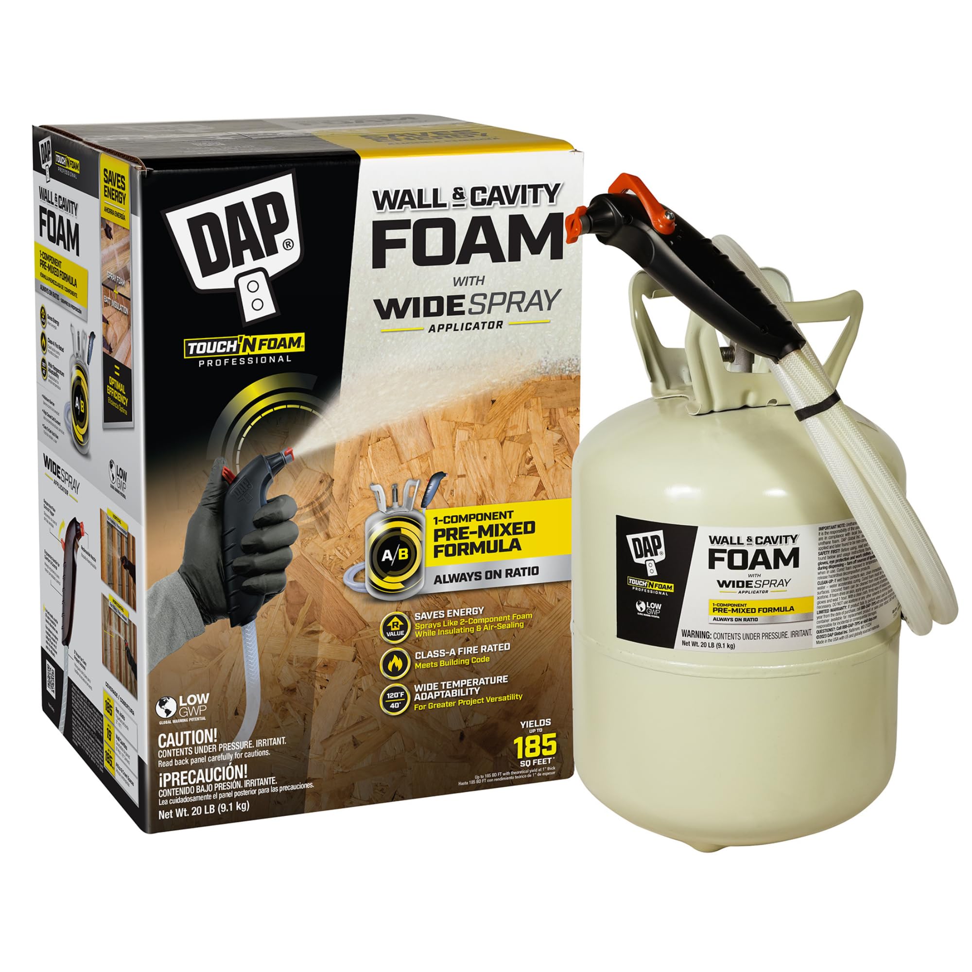 DAP Touch 'N Foam Professional Wall & Cavity Spray Foam Sealant: 185 sq. ft. Yield / 20 lb.