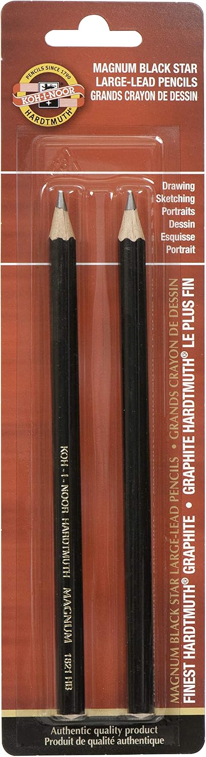 Koh-I-Noor FA1821MB.2BC Magnum Black Star 9mm Graphite Pencil, 2 Each Per Pack