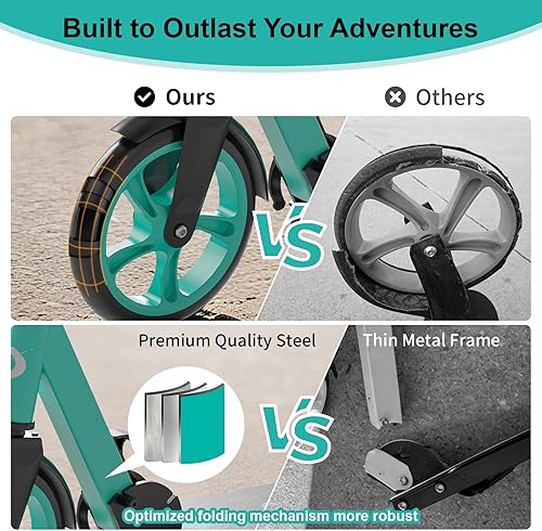 Miniatura 3 de Patinete para niños de 5 a 12 años, adolescentes, patinete plegable ligero para adultos con ruedas de 8 pulgadas, carga máxima 240 LBS, regalo para