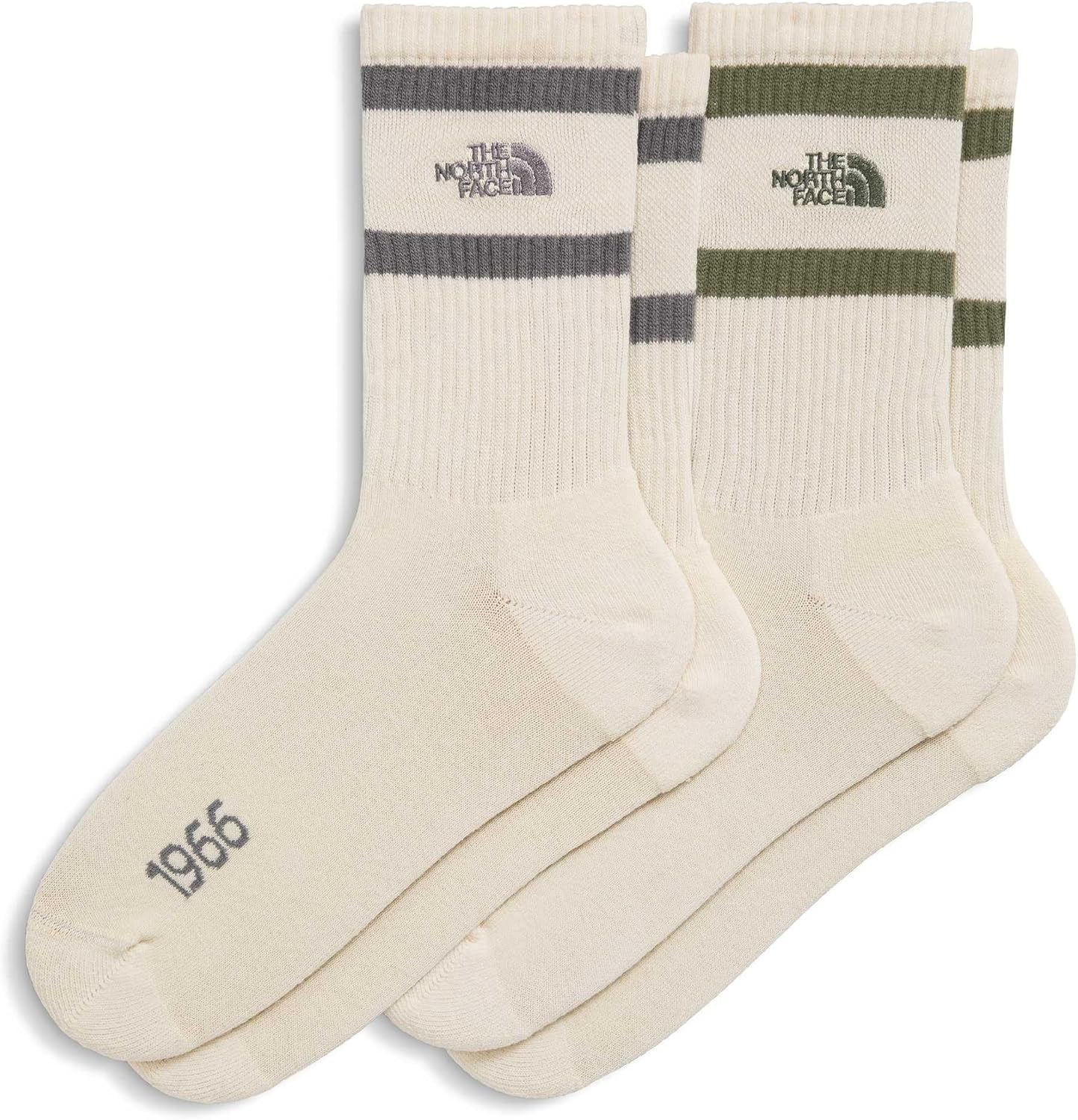 The North Face Unisex Adult Everyday Crew Heritage Stripe Sock - 2-pack Breathable Socks for Men & Women, Light Padding, Ergonomic