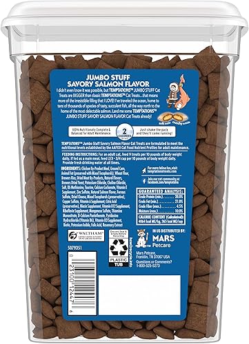 Miniatura 2 de Temptations Jumbo Stuff - Bocadillos crujientes y suaves para gato sabor salmón delicioso, cubo de 14 onzas