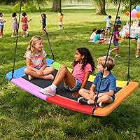 Vista 5 de Trekassy Columpio de árbol de plataforma Skycurve de 700 libras y 60 pulgadas para niños y adultos, resistente al desgaste con 2 correas para colgar