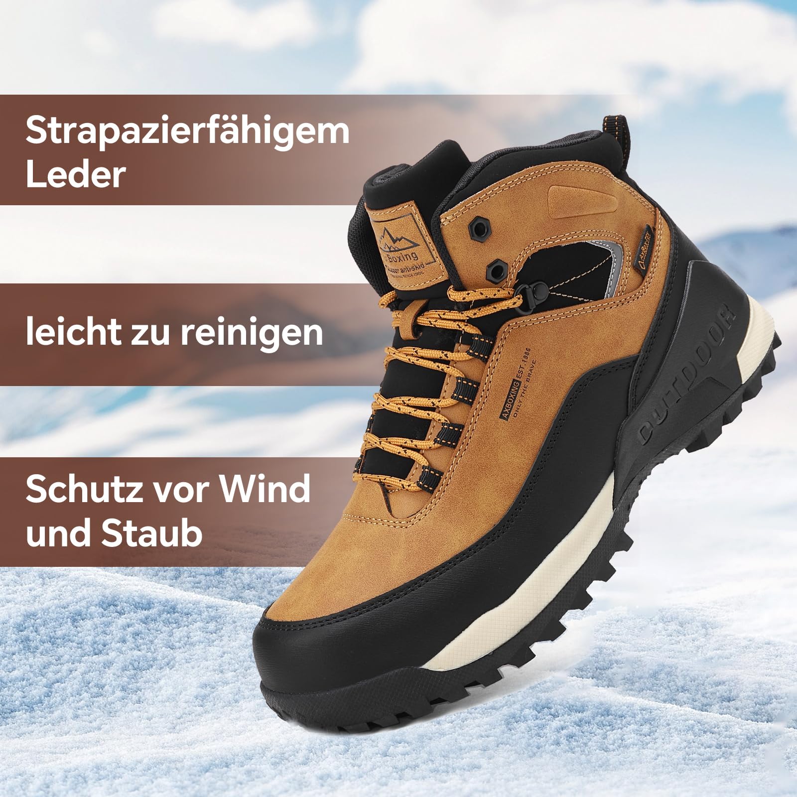 AX BOXING Stivaletti Uomo Scarpe da Trekking Scarponcini Invernali Stivali da Neve Escursionismo Montagna Antiscivolo EU41-46