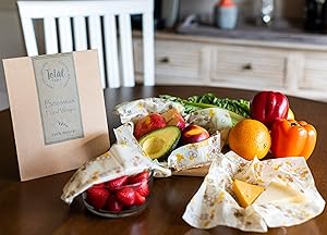 Beeswax Wrap Assorted 3 Pack - Organic Beeswax Reusable Food Wraps - Sustainable, Biodegradable, and Eco-Friendly - Food Storage for a Zero Waste Home