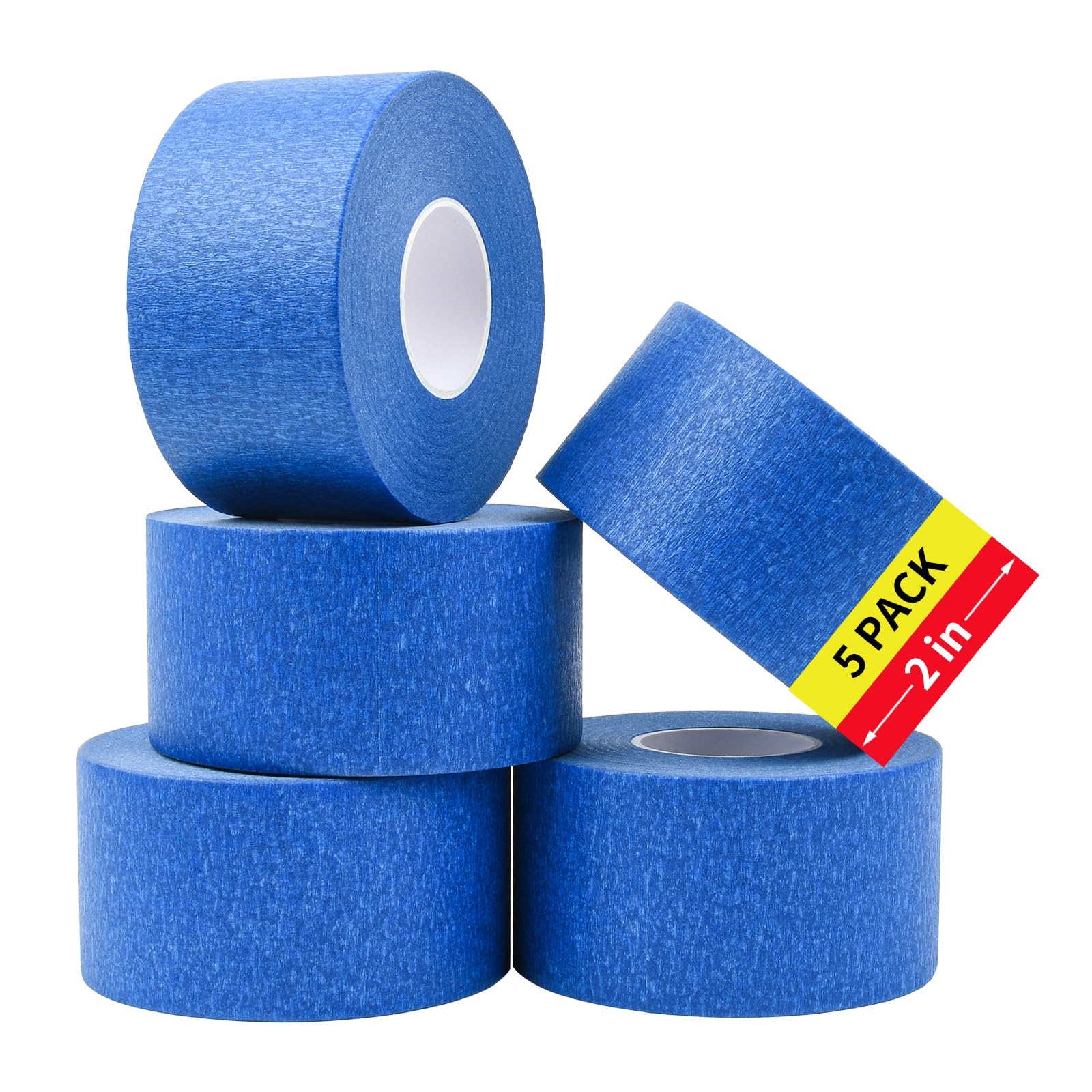 CEILIWEN 5 ROLLS 50MM x 50 Meter Wide Masking Tape, Painting Tape Heat Resistant UV Resistant Masking Tape