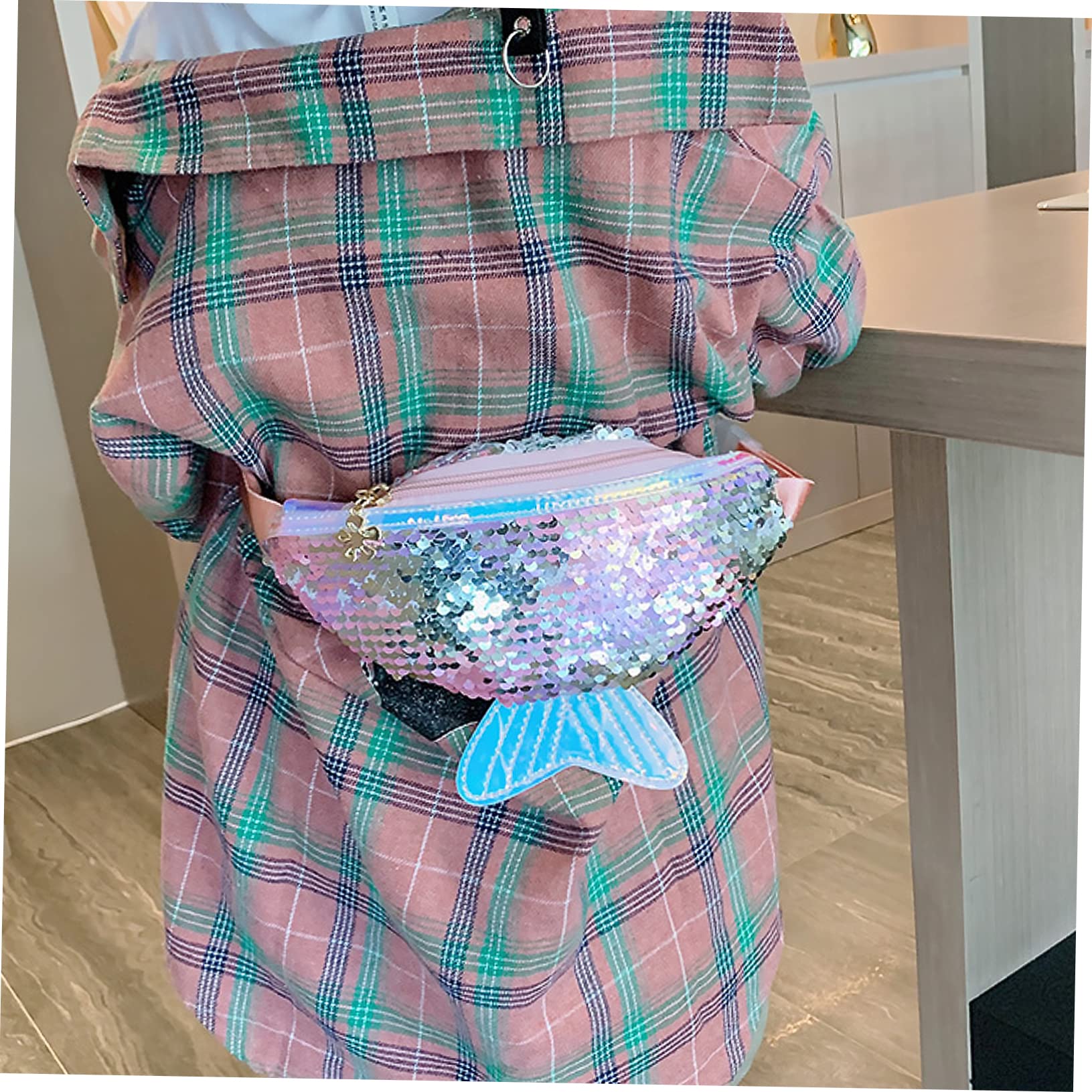 3St Umhängetasche Meerjungfrau-Pailletten-Gürteltasche für Mädchen Frauen-Wasit-Tasche Chest Bag White Waist Bag Geldbörsen Brieftasche Damen Frauen geldbörse Damen Hüfttasche