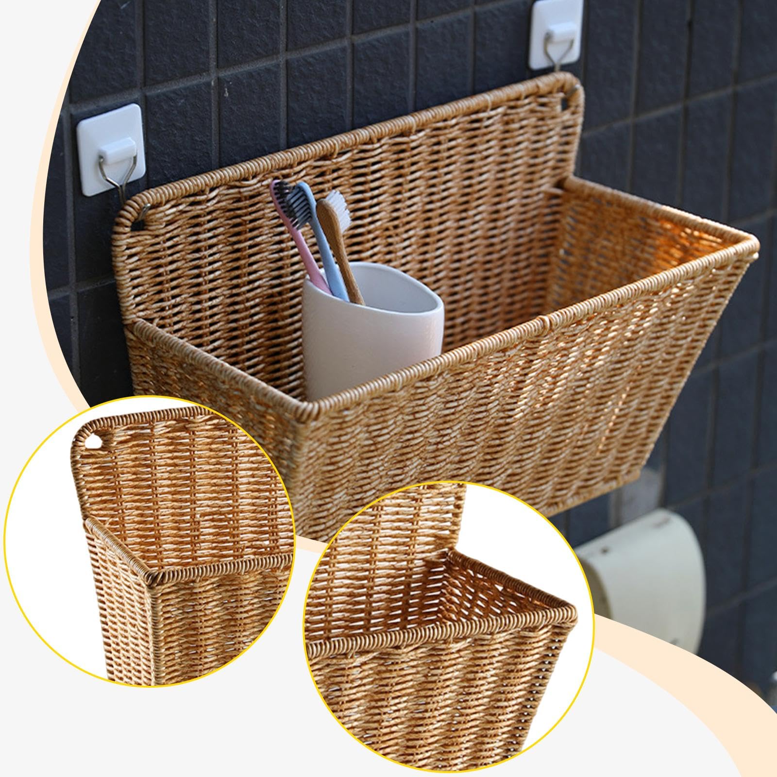 Sharplace Cesta de Almacenamiento de Cocina, Cesta Colgante de Pared para Cocina, Sala de Estar Y Cocina de Estilo Rústico.