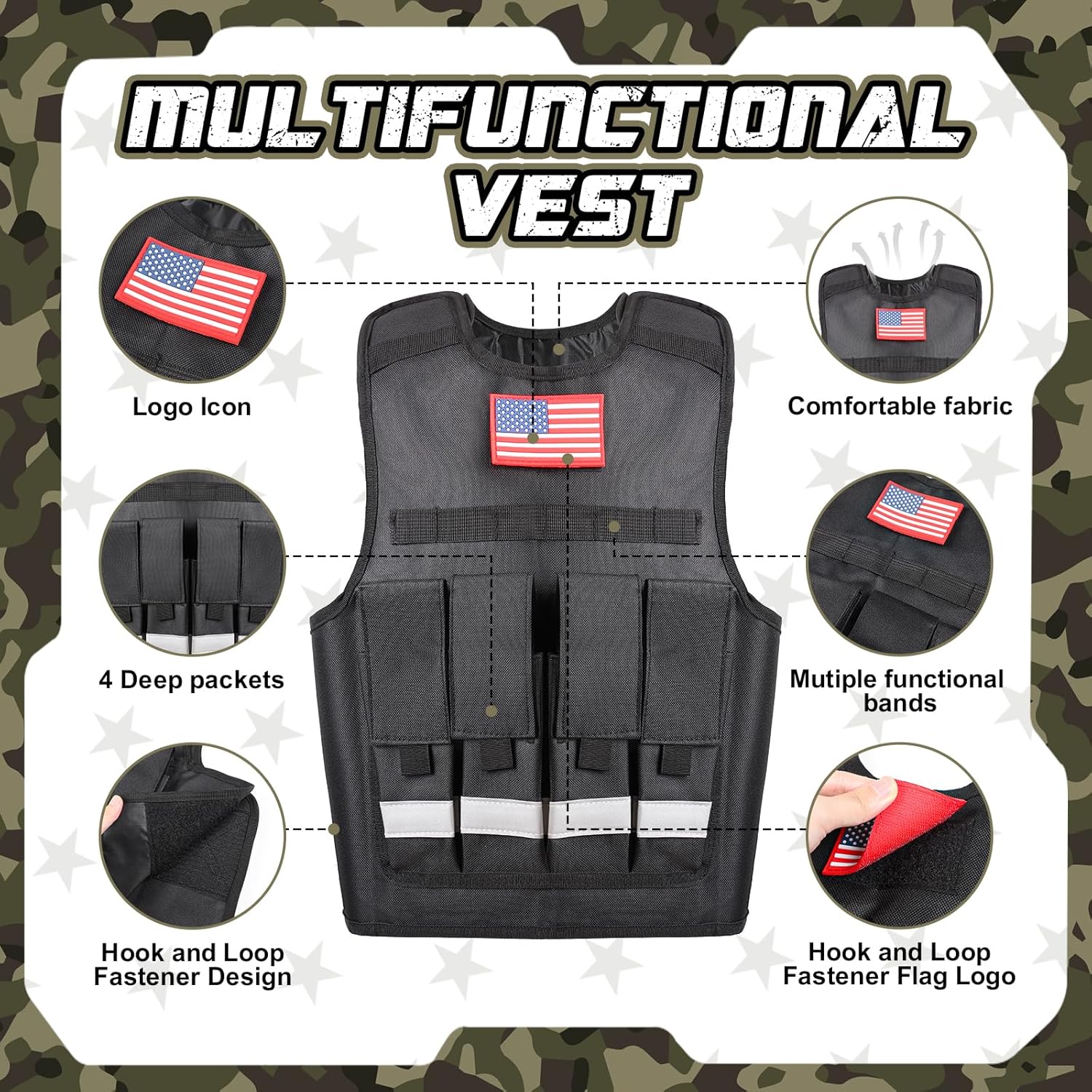 Kids Army Costume for Boys, Military Soldier Costume with Army Toys, Boys Halloween Costumes with Army Vest, Soldier Boy Dress up Costumes for Play Age 3-12, Halloween Birthday Gift for Kids - Image 2